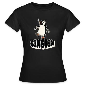 Singender Pinguin - Singuin - Frauen T-Shirt - Schwarz - Vorne - AI Model Female 172 dark (172cm)