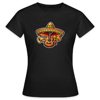 Mexikanische Fiesta mit Gitarre - Frauen T-Shirt - Schwarz - Vorne - AI Model Female 172 dark (172cm)