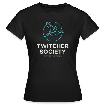 Twitcher Society Vogelbeobachtung von Äbelnabel und Vogelbeobachtung - Frauen T-Shirt - Schwarz - Vorne - AI Model Female 172 dark (172cm)