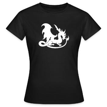 weiße Drachensilhouette im Flammenstil - Frauen T-Shirt - Schwarz - Vorne - AI Model Female 172 dark (172cm)