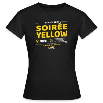 Soirée Yellow ! Soirées culte de Brice - T-shirt Femme - noir - Devant - AI Model Female 172 dark (172cm)
