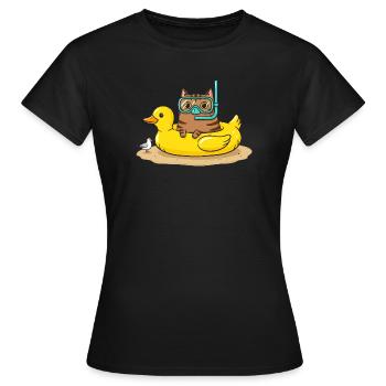 Taucherkatze auf Gummi Ente - Frauen T-Shirt - Schwarz - Vorne - AI Model Female 172 dark (172cm)