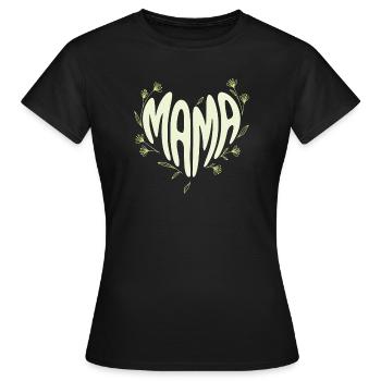 Cœur de Maman Fleur - T-shirt Femme - noir - Devant - AI Model Female 172 dark (172cm)