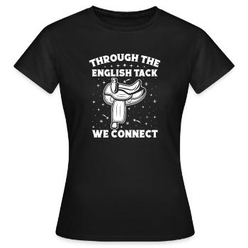 Hippodrome anglais de cavalier amateur Nous nous connectons - T-shirt Femme - noir - Devant - AI Model Female 172 dark (172cm)