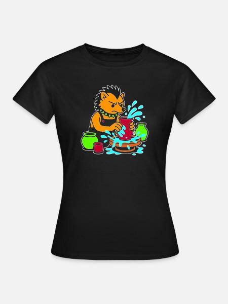 Pottery Hedgehog – lustiger Keramikkünstler auf Tondrehscheibe - Frauen T-Shirt - Schwarz