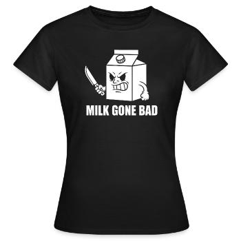 Dessin animé Rage Pourrie du Lait - T-shirt Femme - noir - Devant - AI Model Female 172 dark (172cm)
