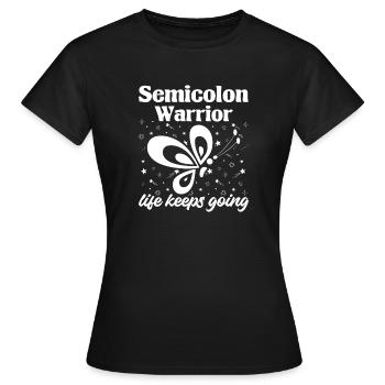 La vie au point-virgule continue en point-virgule - T-shirt Femme - noir - Devant - AI Model Female 172 dark (172cm)