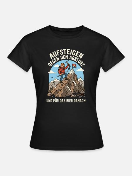 Bergsteiger gegen Abstieg Bier Danach - Frauen T-Shirt - Schwarz
