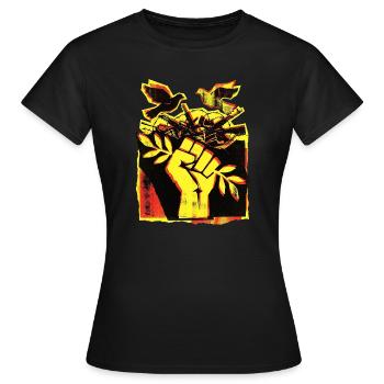 Frieden Peace Pazifisten - Frauen T-Shirt - Schwarz - Vorne - AI Model Female 172 dark (172cm)