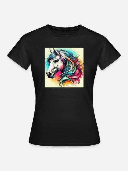 Pferd - Frauen T-Shirt - Schwarz