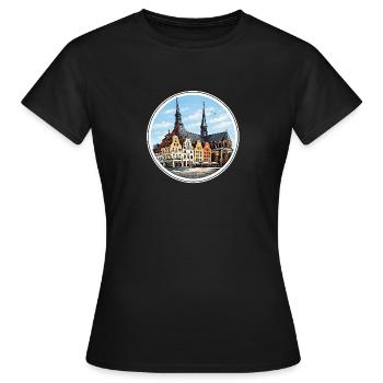 Rostock-Neuer Markt - Frauen T-Shirt - Schwarz - Vorne - AI Model Female 172 dark (172cm)