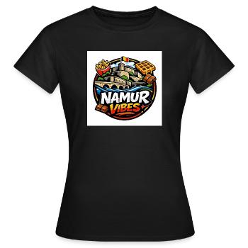 Namur Streetwear Culture Logo – Belgium Urban - Frauen T-Shirt - Schwarz - Vorne - AI Model Female 172 dark (172cm)