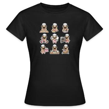 Lustiger Mops Baecker Backen Konditor - Frauen T-Shirt - Schwarz - Vorne - AI Model Female 172 dark (172cm)