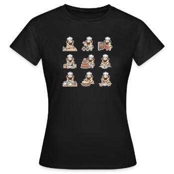 Lustiger Mops Baecker Backen Konditor - Frauen T-Shirt - Schwarz - Vorne - AI Model Female 172 dark (172cm)