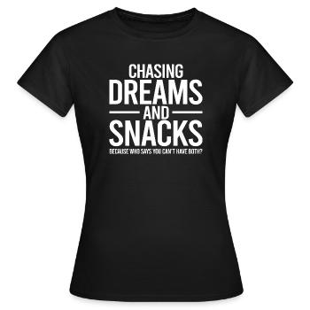Poursuite des rêves et des en-cas - T-shirt Femme - noir - Devant - AI Model Female 172 dark (172cm)