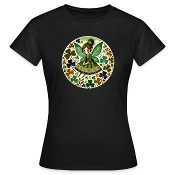Jardin du trèfle des fées émeraude - T-shirt Femme - noir - Devant - AI Model Female 172 dark (172cm)