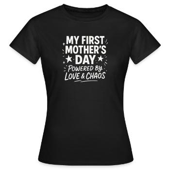 First Mother's Day Humor Mom Gift Idea Family - Women's T-Shirt - black - Front - AI Model Female 172 dark (172cm)