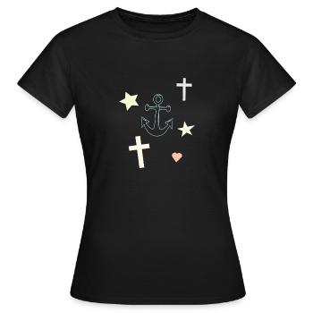 Motif d’étoile d’étoile de rêve en ancre - T-shirt Femme - noir - Devant - AI Model Female 172 dark (172cm)