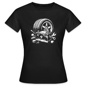 Conception de tournevis de l’atelier de batterie de pneus de voiture - T-shirt Femme - noir - Devant - AI Model Female 172 dark (172cm)