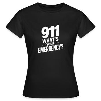Was ist Ihr Notfall? - Frauen T-Shirt - Schwarz - Vorne - AI Model Female 172 dark (172cm)