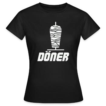 Döner Spieß Icon Schwarz-Weiß - Frauen T-Shirt - Schwarz - Vorne - AI Model Female 172 dark (172cm)