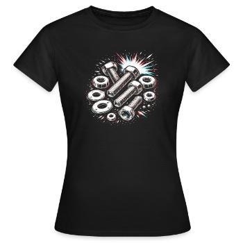 Boulons Écrous Conception mécanique des outils - T-shirt Femme - noir - Devant - AI Model Female 172 dark (172cm)