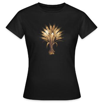 Wheat Ears of Wheat Bunch Thanksgiving Autumn Motif for - Women's T-Shirt - black - Front - AI Model Female 172 dark (172cm)