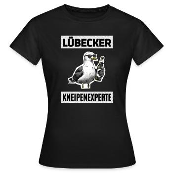 Lübecker Kneipen Experte - Frauen T-Shirt - Schwarz - Vorne - AI Model Female 172 dark (172cm)