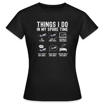 Flugzeug Flug Pilot Flugzeug Fluggesellschaft - Frauen T-Shirt - Schwarz - Vorne - AI Model Female 172 dark (172cm)