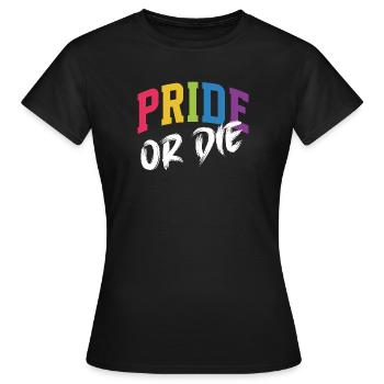 Mois de la Fierté LGBT - Fierté ou Mort - T-shirt Femme - noir - Devant - AI Model Female 172 dark (172cm)