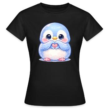 Zarter Pinguin Herzfreund - Frauen T-Shirt - Schwarz - Vorne - AI Model Female 172 dark (172cm)
