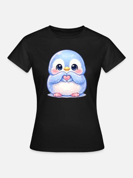 Zarter Pinguin Herzfreund - Frauen T-Shirt - Schwarz