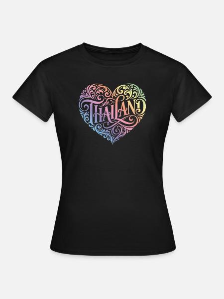 Thailand Herz Bunt - Frauen T-Shirt - Schwarz