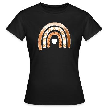 Leopard-Regenbogenherz-Arc - Frauen T-Shirt - Schwarz - Vorne - AI Model Female 172 dark (172cm)