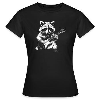 Raccoon Rock Guitar Jam - Frauen T-Shirt - Schwarz - Vorne - AI Model Female 172 dark (172cm)