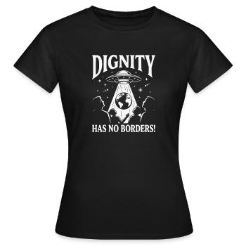 Les droits de l’homme : la dignité rétro n’a pas de déclaration frontalière - T-shirt Femme - noir - Devant - AI Model Female 172 dark (172cm)