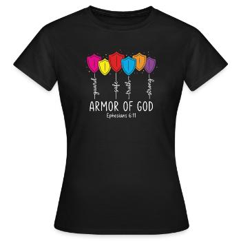 Kids Christian Toddler Armor Of God - Frauen T-Shirt - Schwarz - Vorne - AI Model Female 172 dark (172cm)