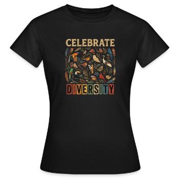 Diversité des oiseaux Diversité de la nature Diversité des oiseaux Cadeau - T-shirt Femme - noir - Devant - AI Model Female 172 dark (172cm)