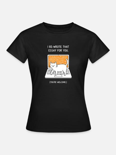 Katzenschreiber am Laptop - Dame-T-shirt - sort