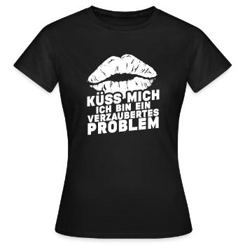 Küss mich ich bin ein verzaubertes Problem - Frauen T-Shirt - Schwarz - Vorne - AI Model Female 172 dark (172cm)