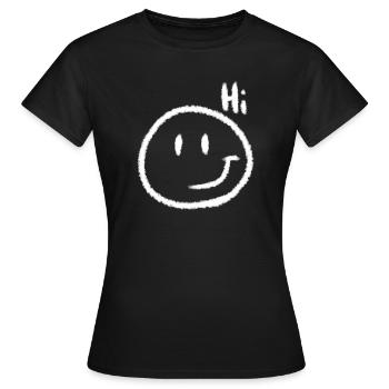 Hi Smile & Text | Kreide-Look - Frauen T-Shirt - Schwarz - Vorne - AI Model Female 172 dark (172cm)