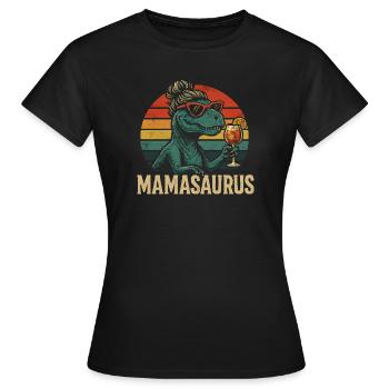 Mamasaurus Mama Mutter Geschenkidee Humor Lustig - Frauen T-Shirt - Schwarz - Vorne - AI Model Female 172 dark (172cm)