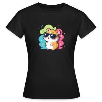 Hamster Fun Lunettes Cool - T-shirt Femme - noir - Devant - AI Model Female 172 dark (172cm)