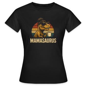 Mamasaurus Maman Maman Idée de cadeau Humour Drôle - T-shirt Femme - noir - Devant - AI Model Female 172 dark (172cm)