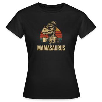 Mamasaurus Mama Mutter Geschenkidee Humor Lustig - Frauen T-Shirt - Schwarz - Vorne - AI Model Female 172 dark (172cm)