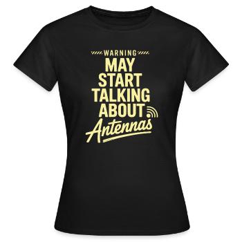 Retro Tech Satire Antenna Talk Poster - Women's T-Shirt - black - Front - AI Model Female 172 dark (172cm)