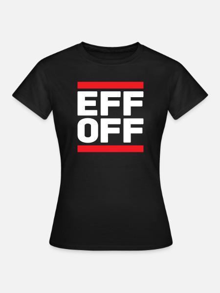 Slogan in Rot-Weiß - Frauen T-Shirt - Schwarz
