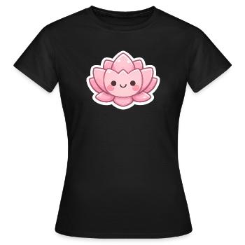 Kawaii Lotus Blossom Pink - Women's T-Shirt - black - Front - AI Model Female 172 dark (172cm)