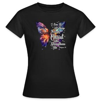 Butterfly Faith Quote  - Women's T-Shirt - black - Front - AI Model Female 172 dark (172cm)