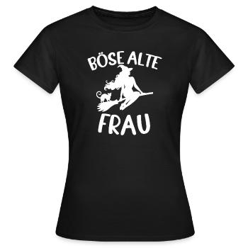 Böse Alte Hexe auf dem Besen - Frauen T-Shirt - Schwarz - Vorne - AI Model Female 172 dark (172cm)